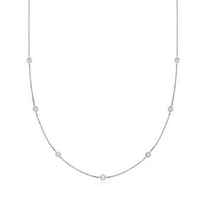 Ross Simons SS Bezeled CZ Station Necklace